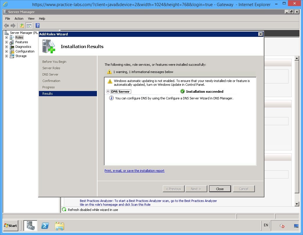Practice Labs screenshot.